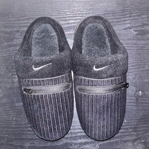 Nike Gray Slippers with Zipper Detail